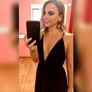 Forever 21 Plunging V Neck, Open Back Black Maxi
